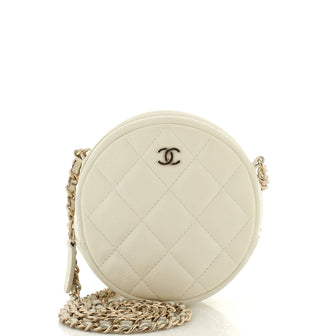 Chanel Round Clutch with Chain Quilted Iridescent Caviar Mini