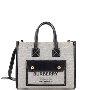 Burberry Freya Shopping Tote Canvas with Leather Mini