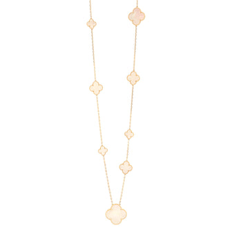 Van Cleef & Arpels Magic Alhambra 11 Motifs Long Necklace 18K Yellow Gold and Mother of Pearl