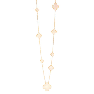 Van Cleef & Arpels Magic Alhambra 11 Motifs Long Necklace 18K Yellow Gold and Mother of Pearl