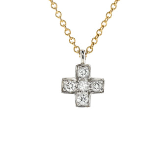 Tiffany & Co. Cruciform Cross Pendant Necklace 18K Yellow Gold and Platinum with Diamonds