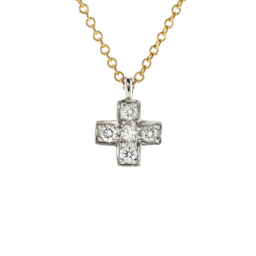 Tiffany & Co. Cruciform Cross Pendant Necklace 18K Yellow Gold and Platinum with Diamonds