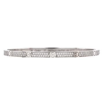 Cartier Love Bracelet 18K White Gold with Pave Diamonds Small