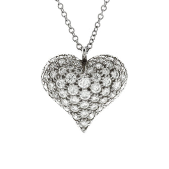 Tiffany & Co. Heart Pendant Necklace Platinum with Pave Diamonds