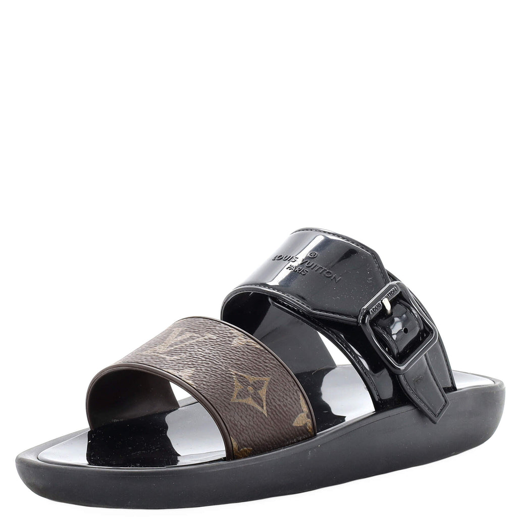 Louis Vuitton Monogram Pattern Leather Slides - White Sandals