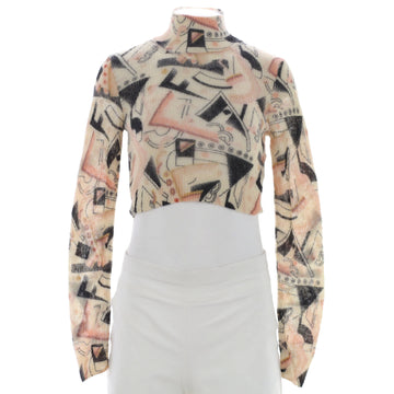Fendi Women's High Neck Cropped Sweater Printed Mohair Blend
