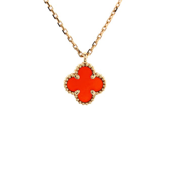 Van Cleef & Arpels Sweet Alhambra Pendant Necklace 18K Rose Gold and Carnelian