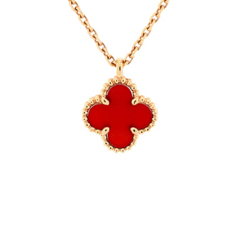 Van Cleef & Arpels Sweet Alhambra Pendant Necklace 18K Rose Gold and Carnelian
