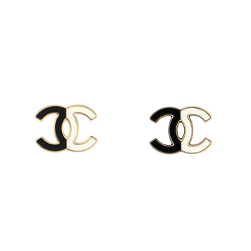 Chanel CC Stud Earrings Metal with Enamel