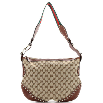 Gucci Pelham Web Hobo Studded GG Canvas Medium