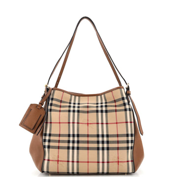 Burberry Canterbury Tote Horseferry Check Canvas and Leather Small