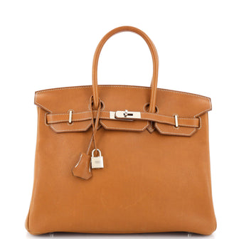 Hermes Birkin Handbag Brown Barenia Faubourg with Palladium Hardware 35