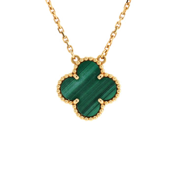 Van Cleef & Arpels Vintage Alhambra Pendant Necklace 18K Yellow Gold and Malachite