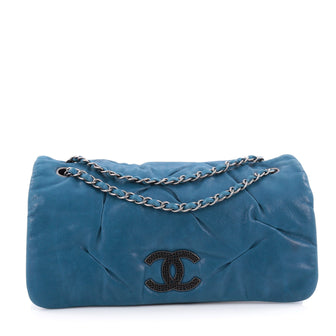 Chanel Glint Flap Bag Iridescent Calfskin East West Blue