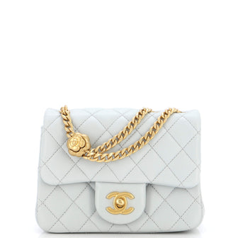 Chanel Sweet Camellia Adjustable Chain Square Flap Bag Quilted Lambskin Mini