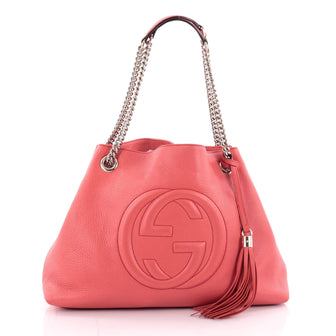 Gucci Soho Shoulder Bag Chain Strap Leather Medium Pink