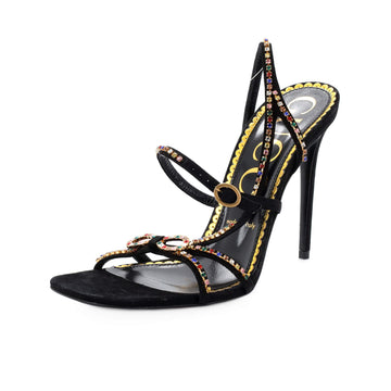 Gucci Women's Carmen Heeled Sandals Embellished Suede