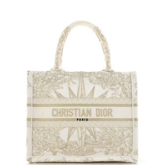 Christian Dior Book Tote Embroidered Canvas Small