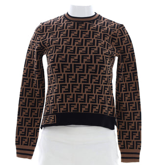 Fendi Women's Long Sleeve Crewneck Sweater Zucca Viscose Blend