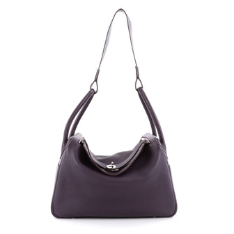 Hermes Lindy Handbag Clemence 34 Purple 2169701