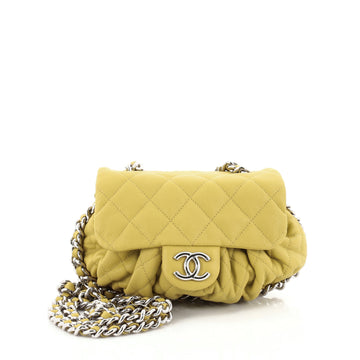 Chanel Chain Around Flap Bag Quilted Leather Small Yellow