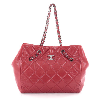 Chanel Cells Tote Quilted Caviar Large Red