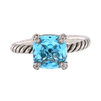 David Yurman Chatelaine Ring Sterling Silver with Topaz and Diamonds 8mm