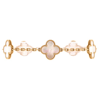 Van Cleef & Arpels Vintage Alhambra 5 Motifs Bracelet 18K Yellow Gold and Mother of Pearl