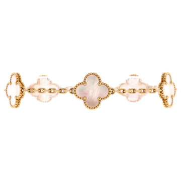 Van Cleef & Arpels Vintage Alhambra 5 Motifs Bracelet 18K Yellow Gold and Mother of Pearl