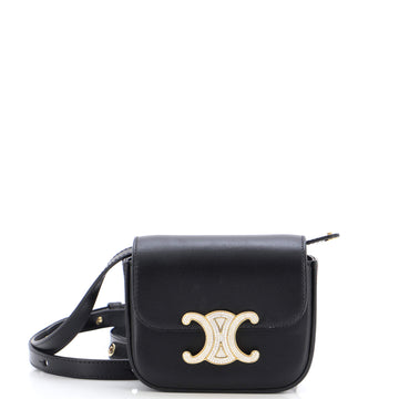 Celine Triomphe Shoulder Bag Smooth Calfskin with Crystals Mini