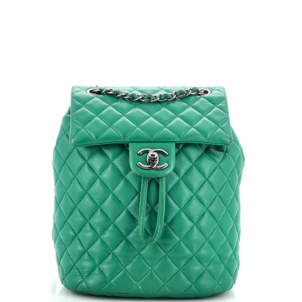 Chanel Urban Spirit Backpack Quilted Lambskin Small Green