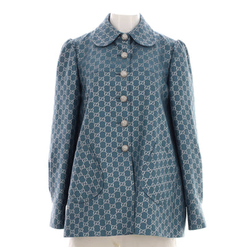 Gucci Women's Button Up Jacket GG Lame Wool Blend