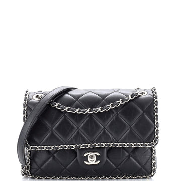 Chanel Running Chain Around Flap Bag Quilted Crumpled Calfskin Medium