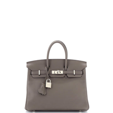 Hermes Birkin Handbag Grey Swift with Palladium Hardware 25