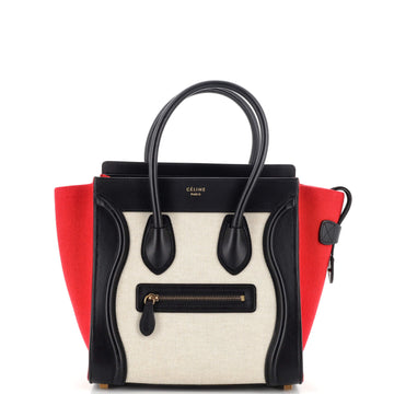 Celine Tricolor Luggage Bag Canvas and Leather Micro