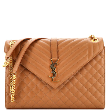 Saint Laurent Classic Monogram Envelope Satchel Mixed Matelasse Leather Large