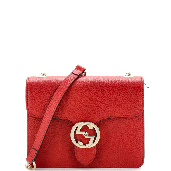 Gucci Marmont Red Leather Interlocking GG Crossbody Bag