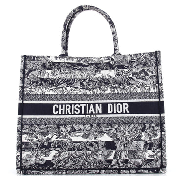 Christian Dior Book Tote Embroidered Canvas Large
