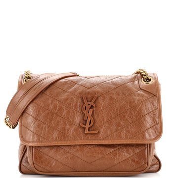 Saint Laurent Niki Chain Flap Bag Matelasse Chevron Leather Medium