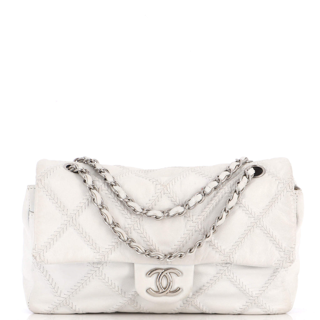 Chanel Ultimate Stitch Flap Bag Quilted Calfskin Medium White 2172741