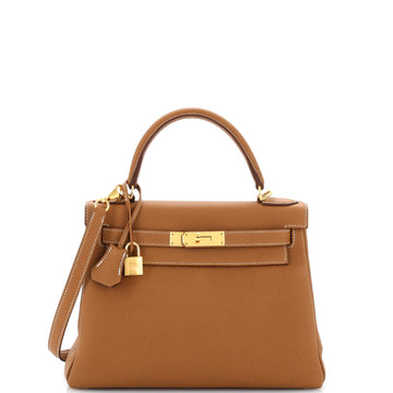 Hermes Kelly Handbag Brown Togo with Gold Hardware 28