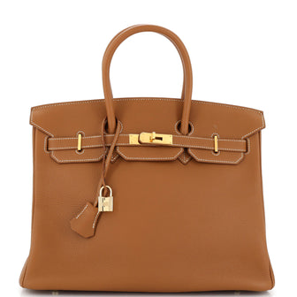 Hermes Birkin Handbag Brown Togo with Gold Hardware 35
