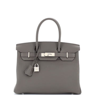 Hermes Birkin Handbag Grey Togo with Palladium Hardware 30