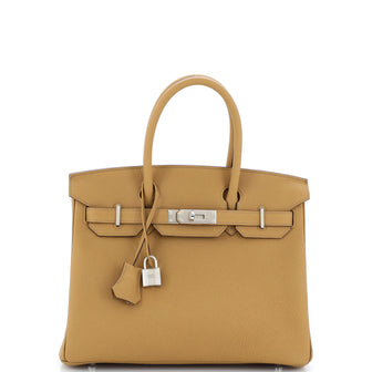 Hermes Birkin Handbag Brown Togo with Palladium Hardware 30