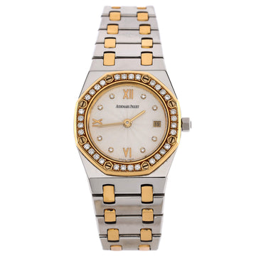 Audemars Piguet Royal Oak Date Quartz Watch Stainless Steel and Yellow Gold with Diamond Bezel and Markers 25