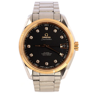 Omega Seamaster Aqua Terra 150M Co-Axial Master Chronometer Automatic Watch Stainless Steel and Rose Gold with Diamond Markers 39