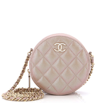 Chanel Round Clutch with Chain Quilted Iridescent Caviar Mini