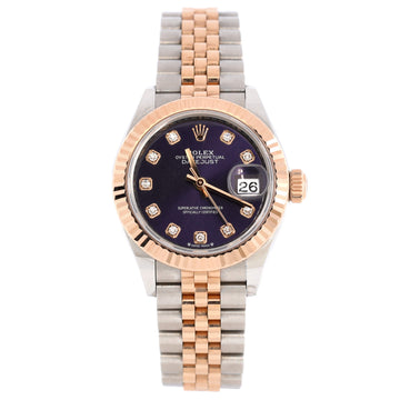 Rolex Oyster Perpetual Datejust Automatic Watch Stainless Steel and Rose Gold with Diamond Markers 28