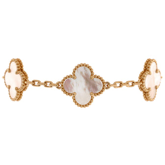 Van Cleef & Arpels Vintage Alhambra 5 Motifs Bracelet 18K Yellow Gold and Mother of Pearl