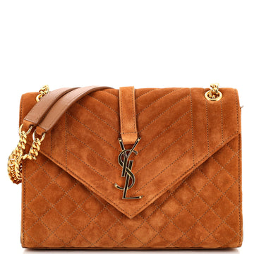 Saint Laurent Classic Monogram Envelope Satchel Mixed Matelasse Suede Medium